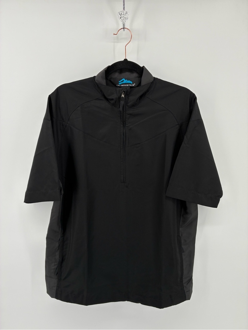 Tri-Mountain Men's Black Short-Sleeve Half-Zip Performance Shirt
